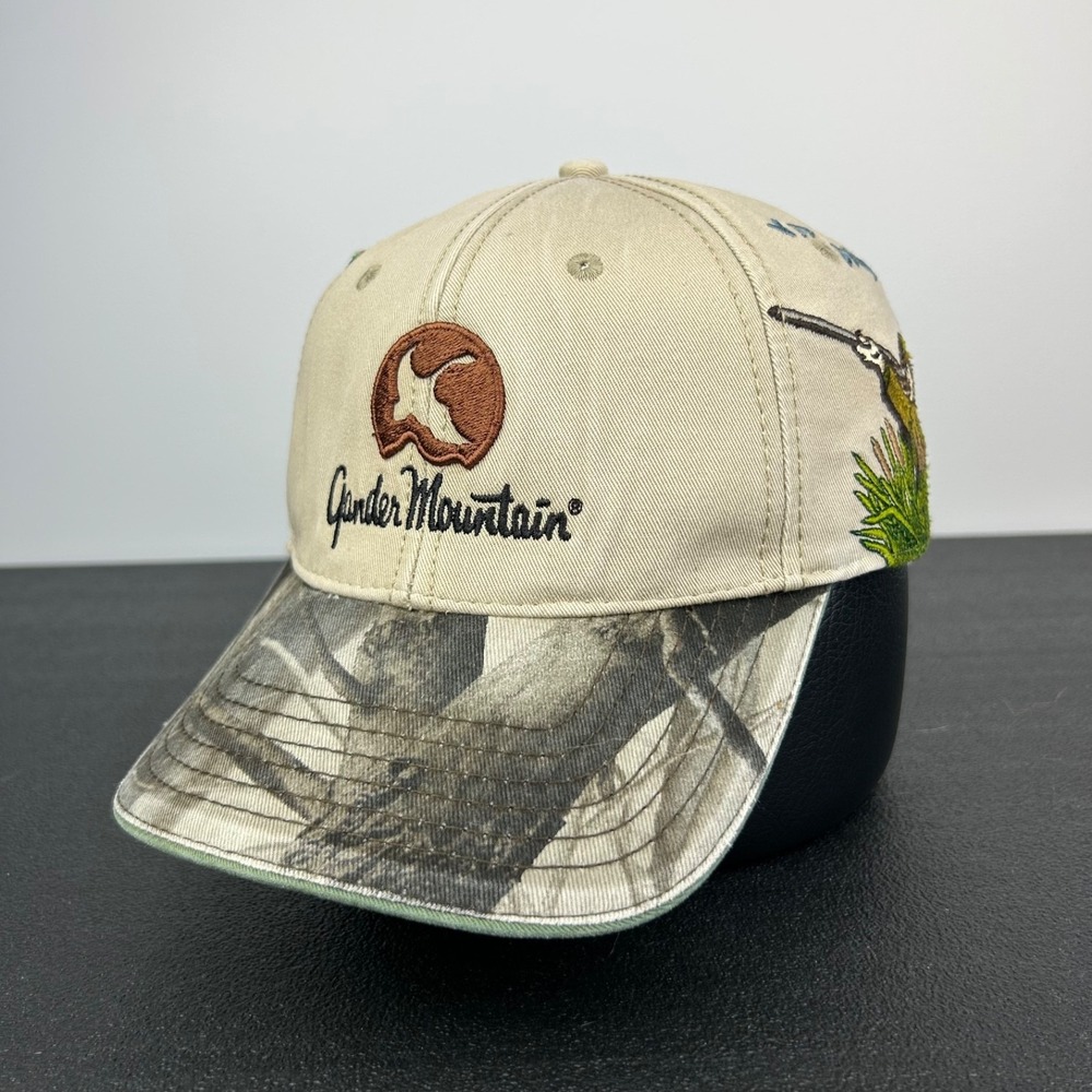 Vintage Gander Mountain Hat Cap Strap Back Adjustable Tan Camo Hunting Adult